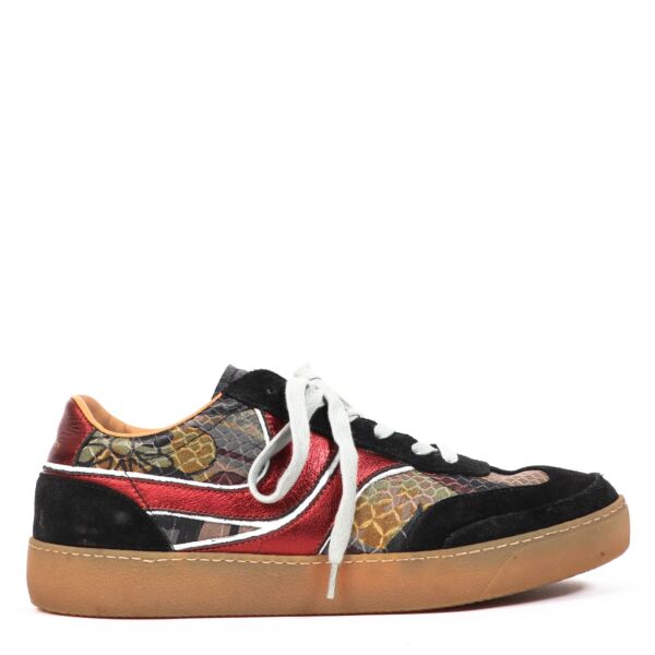 Dries Van Noten Snakeskin Embossed Suede Sneakers