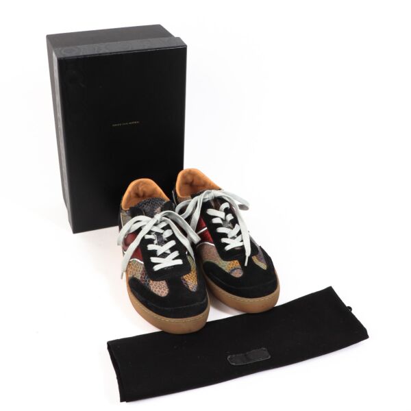 Dries Van Noten Snakeskin Embossed Suede Sneakers - Size 41