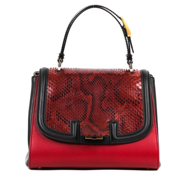 Fendi Red Python Silvana Top Handle Bag