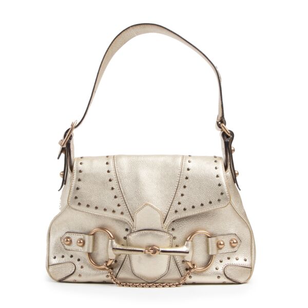 Authentic second-hand vintage Gucci Gold Mini Horsebit Bag buy online webshop LabelLOV