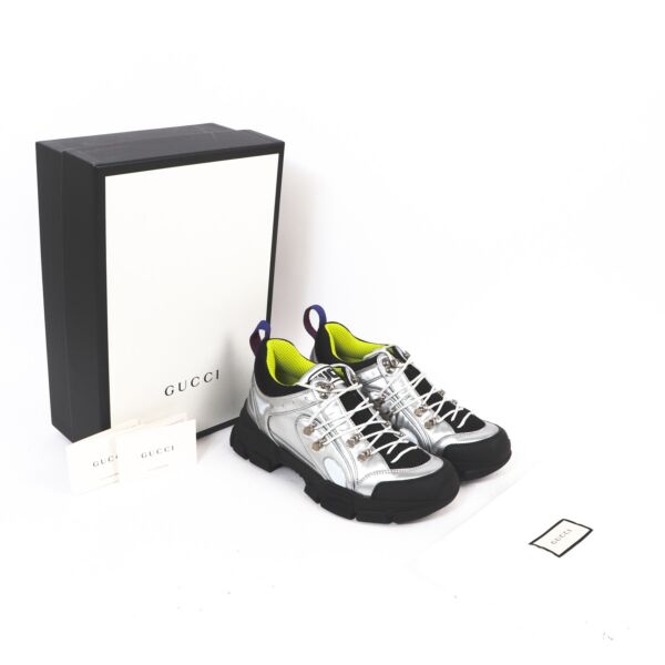 Gucci Silver Flashtrek Sneakers - Size 41