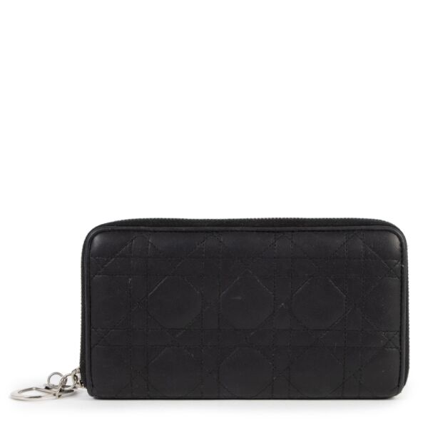  Dior Lady Dior Black Leather Cannage Wallet  