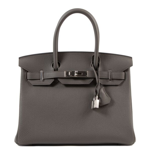 Skip the waiting list and buy your authentic and brand new Hermès Birkin 30 Etain Togo PHW at Labellov vintage designer webshop eshop