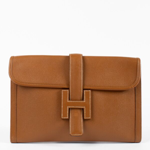 Hermès Gold Leather Jige Clutch