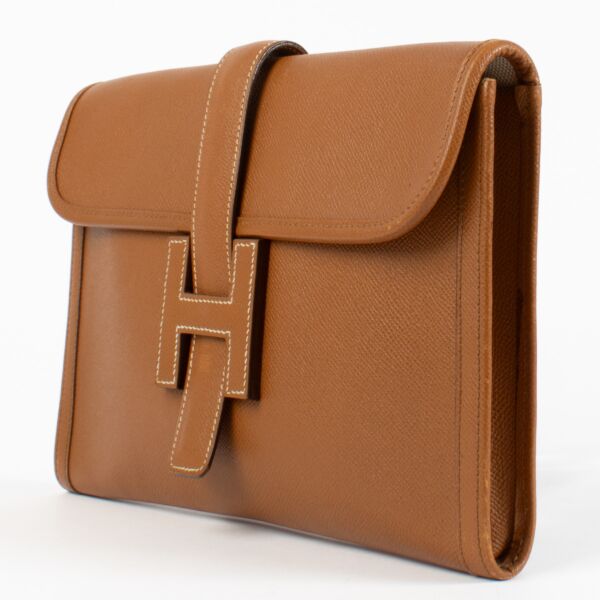 Hermès Gold Leather Jige Clutch