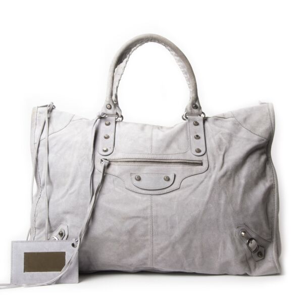 Balenciaga Grey Suede Work Bag