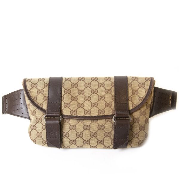 Gucci Brown GG Monogram Canvas Dual Leather Strap Belt Bag
