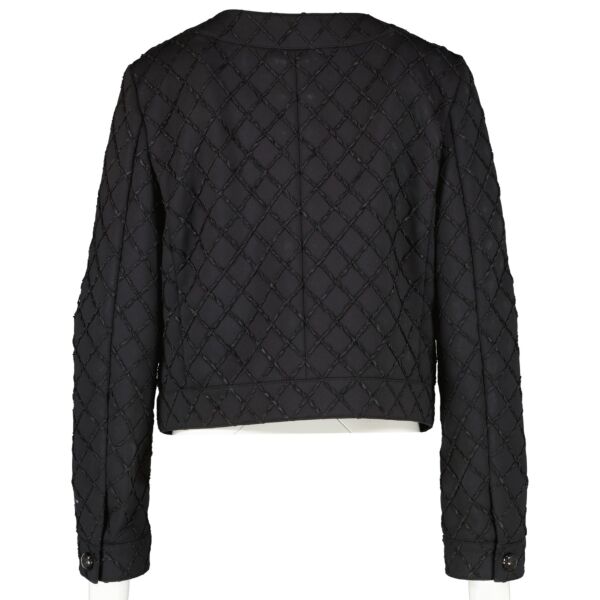 Chanel Black Neoprene Quilting Stitched Jacket - size 42