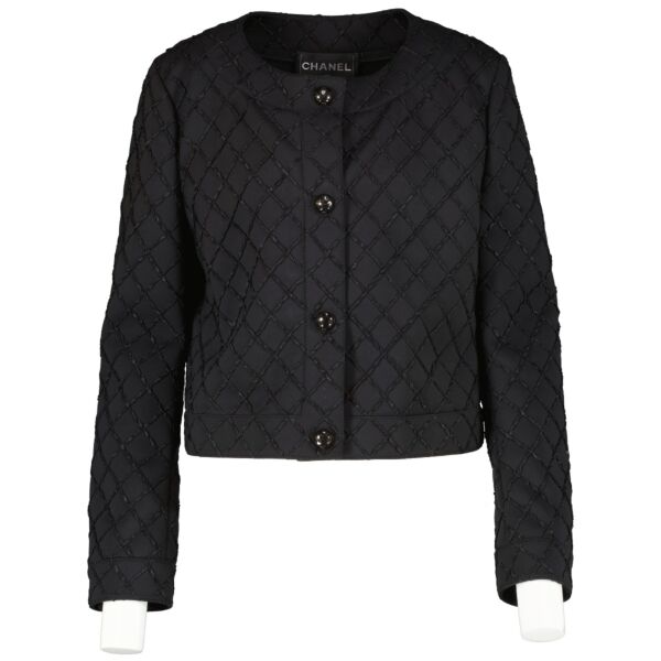Chanel P50983 Black Neoprene Quilting Stitched Jacket
