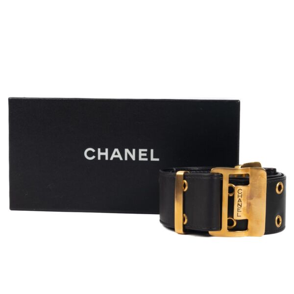 Chanel Black Leather Belt - size 85