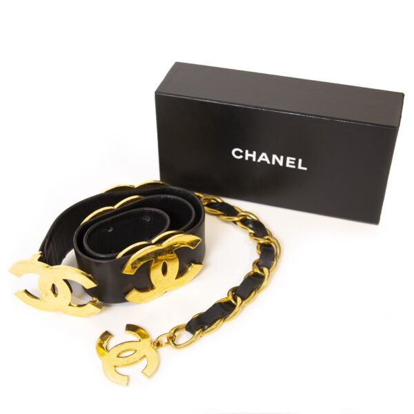 Chanel Vintage Gold CC Leather Belt - Size 75