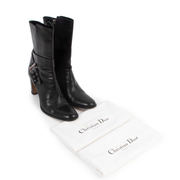 Christian Dior Vintage Black Belted Ankle Boots - Size 40.5