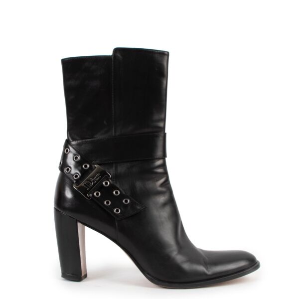 Shop now for your pre-loved, 100% authentic Christian Dior Vintage Black Belted Ankle Boots - Size 40.5, at Labellov.