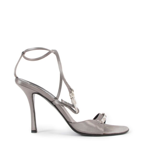 Buy online authentic second hand Christian Dior Grey Satin Crystal Sandals - Size 40,5 in very good condition at Labellov in Antwerp