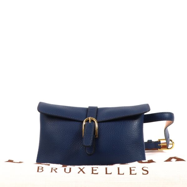 Delvaux Blue Leather Piquette Belt Bag - size 80
