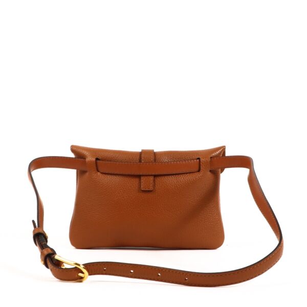 Delvaux Cognac Leather Piquette Belt Bag - size 80