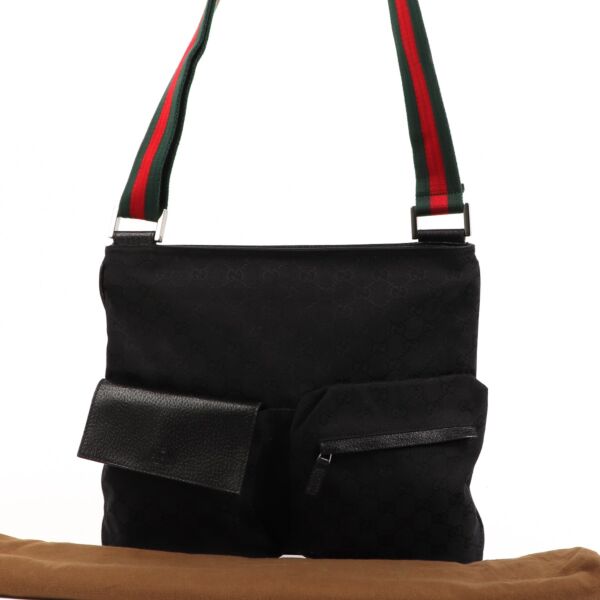 Gucci Black GG Canvas Shoulder Bag 
