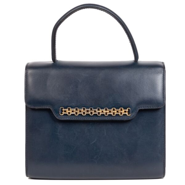 Delvaux Vintage Blue Top Handle Bag for the best price at Labellov secondhand luxury in Antwerp Belgium