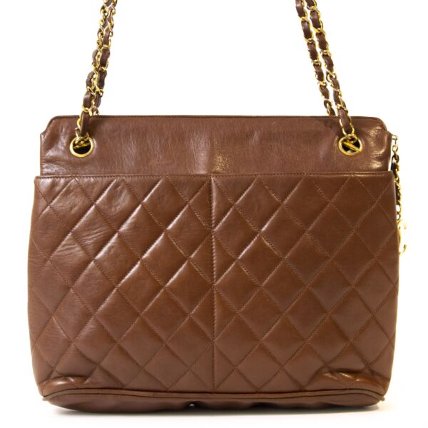 Chanel Vintage Brown Leather Classic Tote Bag