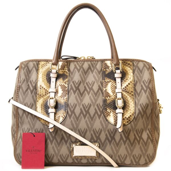 Valentino Garavani Monogram Python Top Handle Bag