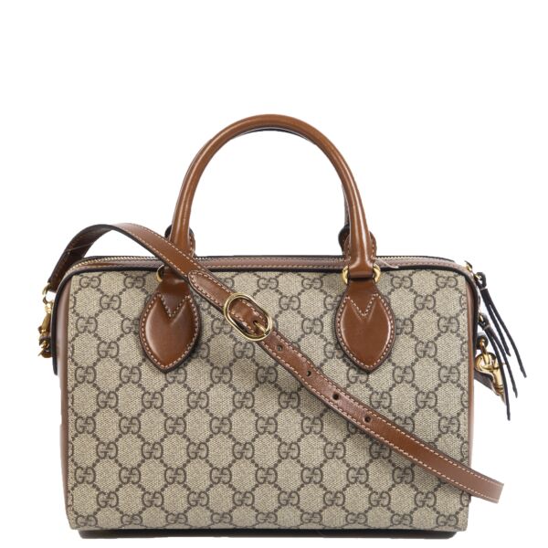 Gucci Small GG Supreme Boston Brown Bag