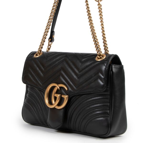 Gucci Black GG Marmont Shoulder Bag Medium