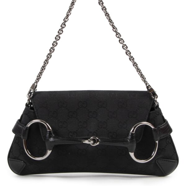 Gucci Black GG Horsebit Shoulder Bag for the best price at Labellov secondhand luxury