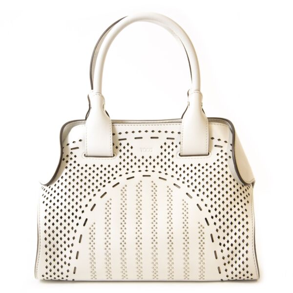 Authentic second-hand vintage Tods White Perforated Bag buy online webshop LabelLOV