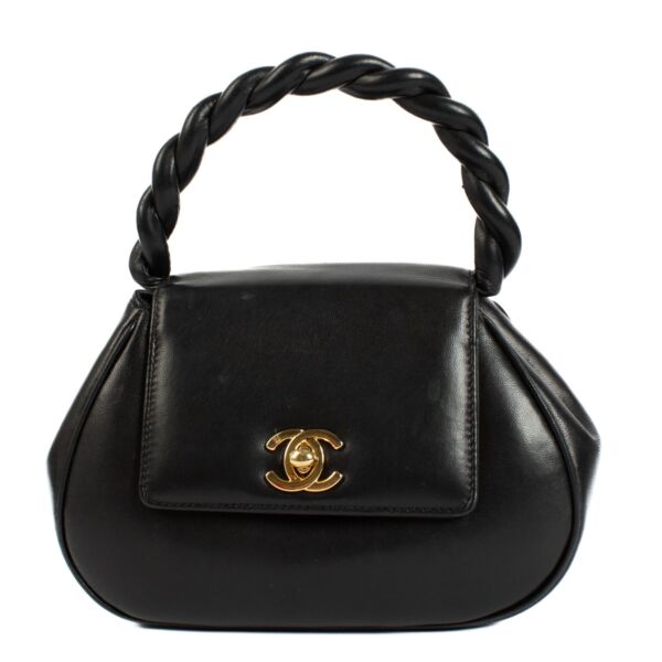 Chanel Black Lambskin Braided Handle Mini Bag