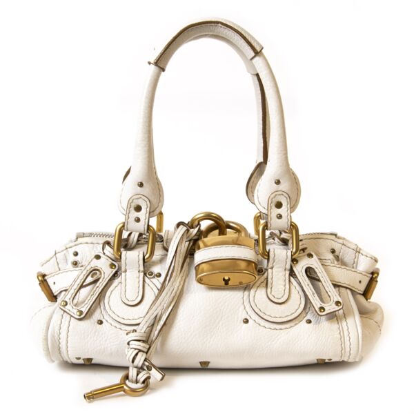 Authentieke Tweedehands Chloé White Leather Paddington Mini Bag juiste prijs veilig online shoppen luxe merken webshop winkelen Antwerpen België mode fashion