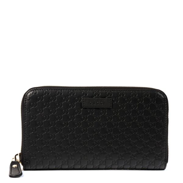 Gucci Black Microguccissima Zip Wallet