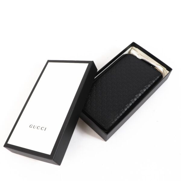 Gucci Black Microguccissima Zip Wallet