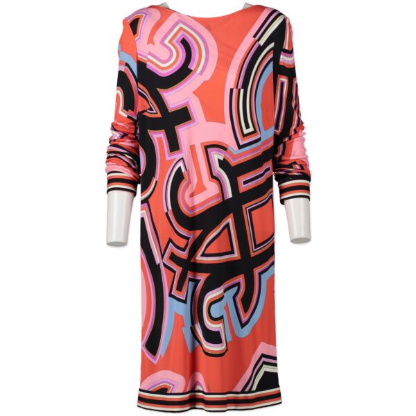 Authentieke Tweedehands Emilio Pucci Red Pattern Print Dress - Size 42 juiste prijs veilig online shoppen luxe merken webshop winkelen Antwerpen België mode fashion
