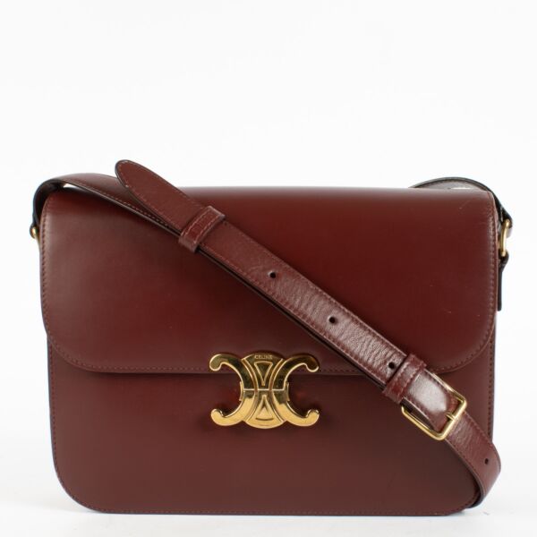 Authentic pre-loved Celine Burgundy Large Triomphe Bag on Labellov.com