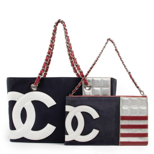Chanel CC No.5 Foil Chain Shopping Tote Bag With Pochette
