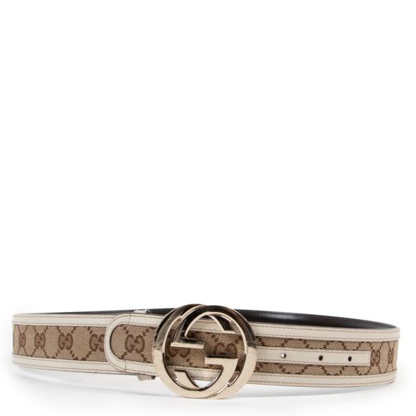 Gucci Monogram Beige Belt - Size 90