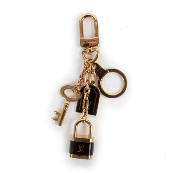 Louis Vuitton Black & Gold Key and Lock Key Holder and Bag Charm