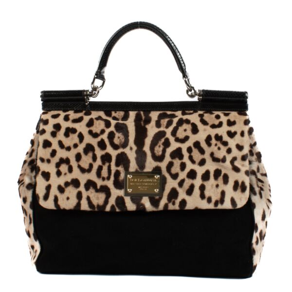 Dolce & Gabbana Leopard & Black Large Sicily Bag