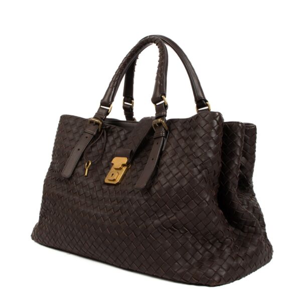 Bottega Veneta Brown Intrecciato Roma Top Handle