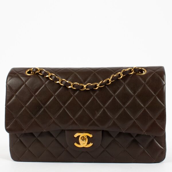 shop 100% authentic second hand Chanel Brown Lambskin Medium Classic Flap Bag on Labellov.com