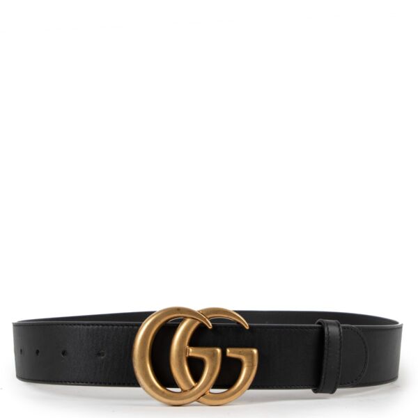 Gucci GG Marmont Black Wide Leather Belt - Size 85