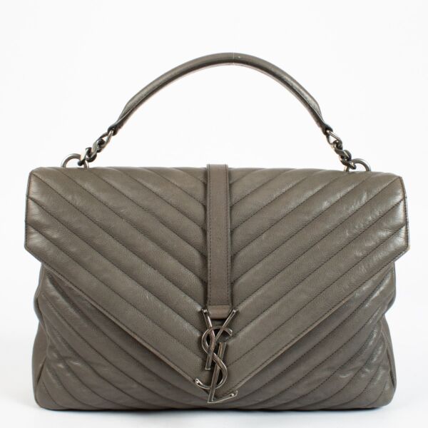 Authentic pre-loved Saint Laurent Grey Large College Bag on Labellov.com