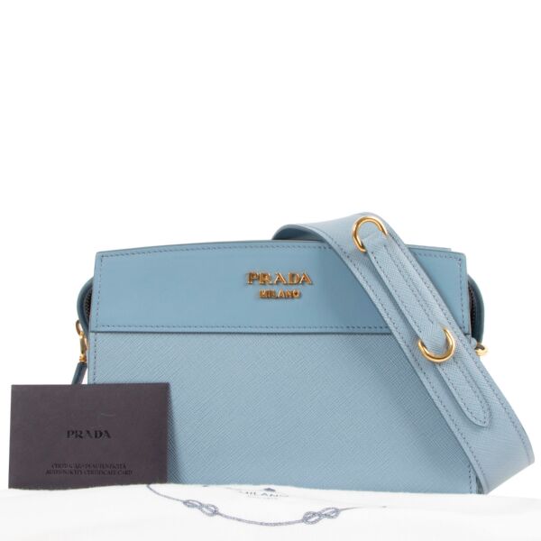 Prada Baby Blue Saffiano Esplanade City Crossbody Bag