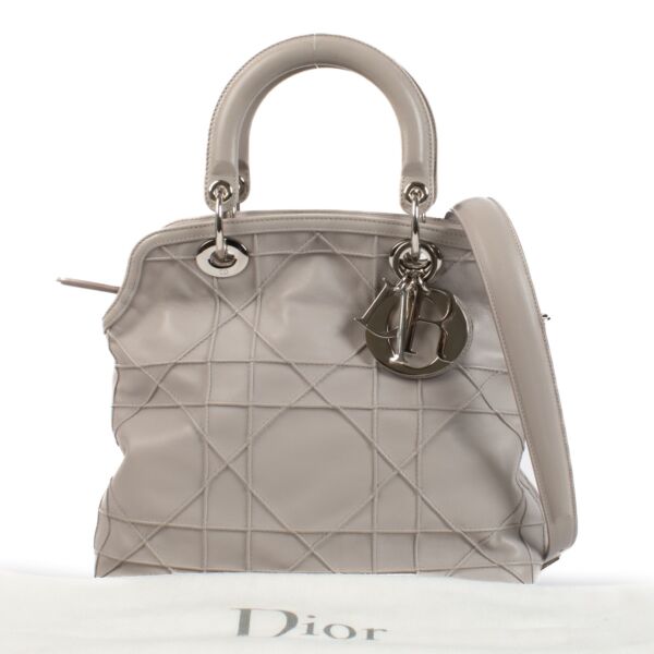 Christian Dior Grey Cannage Small Granville Bag