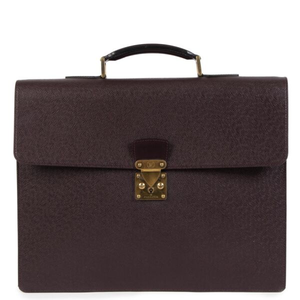 Authentic second-hand vintage Louis Vuitton Moskova Acajou Briefcase buy online webshop LabelLOV