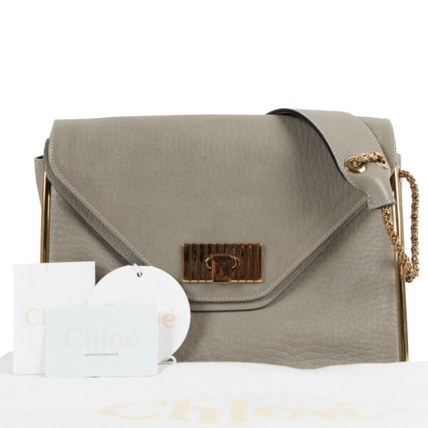 Chloé Mint/Grey Leather Medium Sally Shoulder Bag