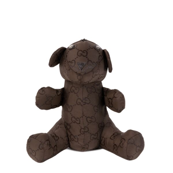 Gucc Dark Brown Teddy Bear Nylon Tote online tegen de beste prijs 