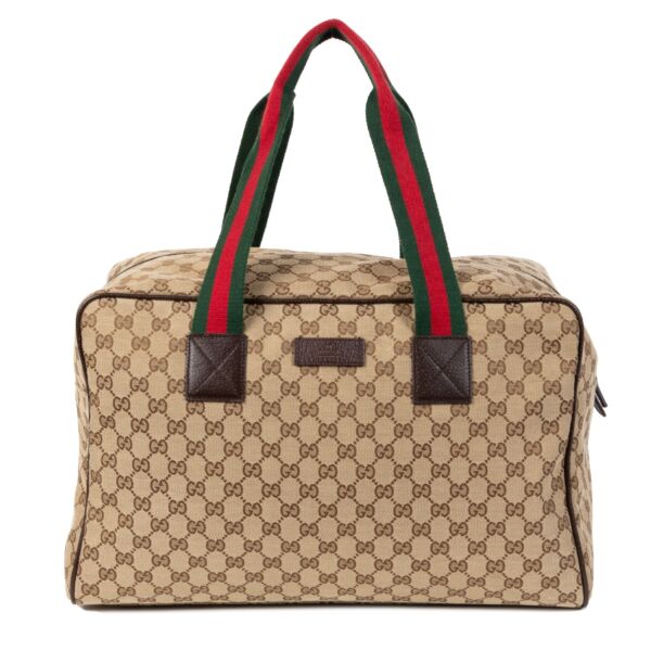 koop jou tweedehands Gucci Canvas Web Travel Bag