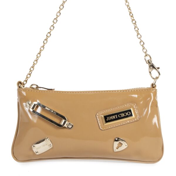 Jimmy Choo Beige Patent Leather Pochette