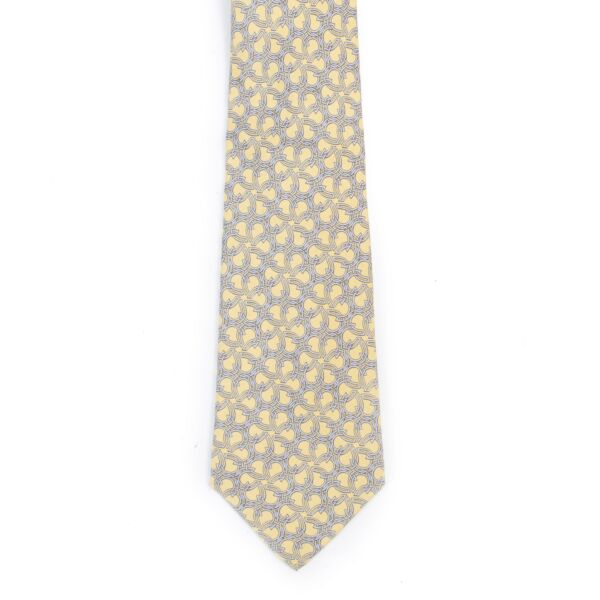 Hermès Yellow Horseshoe Silk Tie